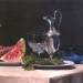 Still Life Study of Silver, Glass, And Fruit